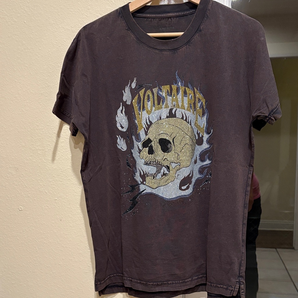 Zadig And Voltaire Graphic Skull T-Shirt - Charcoal Black. Size M